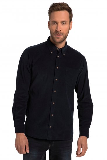 JP1880 Modern Fit Buttoned Collar Cotton Shirt Navy Blue - Herrenhemden - Herrenhemden in großen Größen