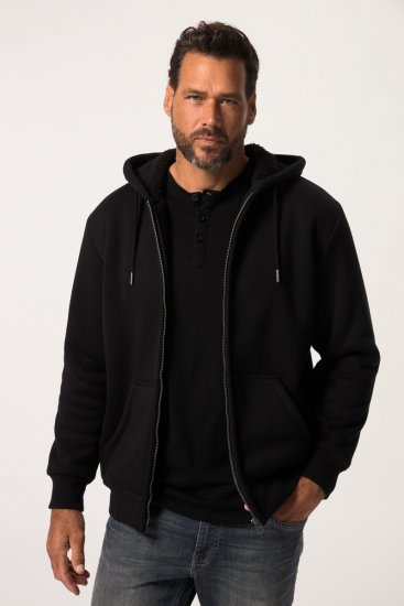 JP1880 820464 Kapuzenjacke mit Teddyfutter Schwarz TALL - TALL sweatshirts - TALL Sweatshirts mit Extralänge
