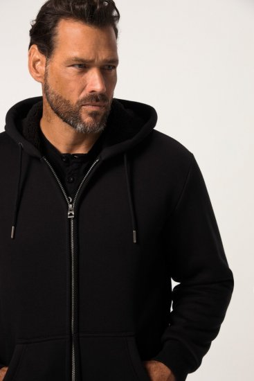 JP1880 820464 Kapuzenjacke mit Teddyfutter Schwarz TALL - TALL sweatshirts - TALL Sweatshirts mit Extralänge