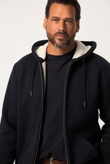JP1880 820464 Kapuzenjacke mit Teddyfutter Dunkelblau - Herren-sweater und -hoodies - Herren-Sweater und -Hoodies in großen Größen