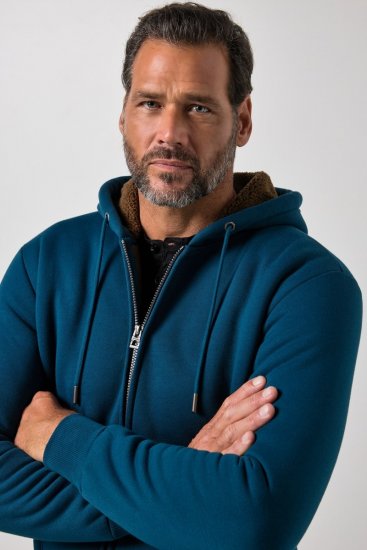 JP1880 820464 Kapuzenjacke mit Teddyfutter Tintenblau TALL - TALL sweatshirts - TALL Sweatshirts mit Extralänge