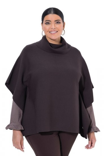 Ulla Popken 820620 Poncho-Pullover mit Rollkragen Mahagonibraun - Ponchos & Capes - 