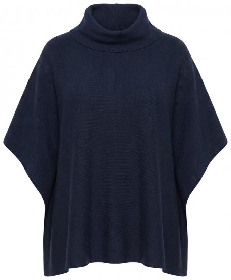 Ulla Popken 820620 Poncho-Pullover mit Rollkragen Dunkelblau - Ponchos & Capes - 
