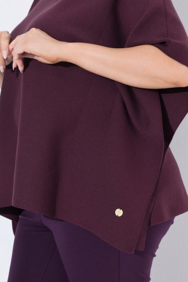 Ulla Popken 820620 Poncho-Pullover mit Rollkragen Pflaume - Ponchos & Capes - 