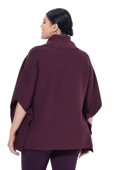 Ulla Popken 820620 Poncho-Pullover mit Rollkragen Pflaume - Ponchos & Capes - 