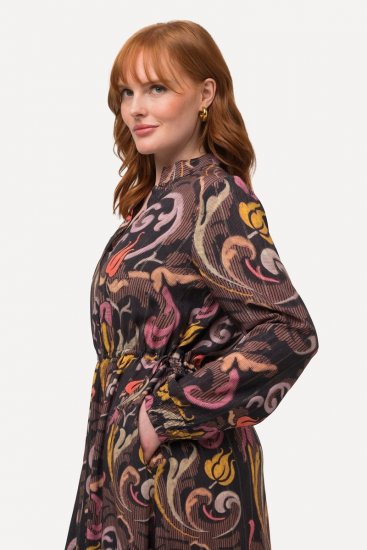 Ulla Popken 820662 Gemustertes Kleid Schwarz - Abendkleider - Abendkleider für Damen in großen Größen
