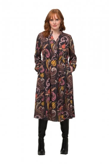 Ulla Popken 820662 Gemustertes Kleid Schwarz - Abendkleider - Abendkleider für Damen in großen Größen
