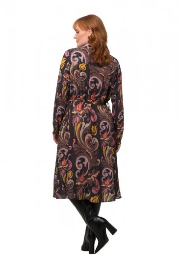 Ulla Popken 820662 Gemustertes Kleid Schwarz - Abendkleider - Abendkleider für Damen in großen Größen