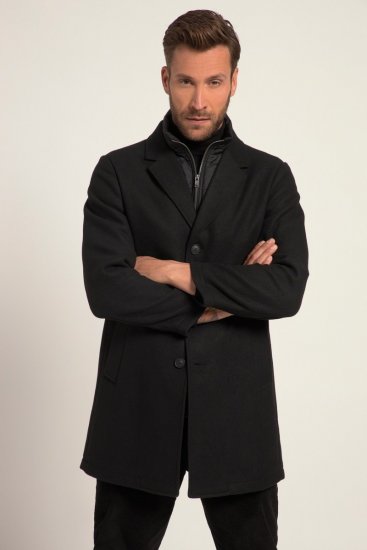 JP1880 Coat Wool Blend Quilted Black - Herren jacken - Herren Jacken in großen Größen