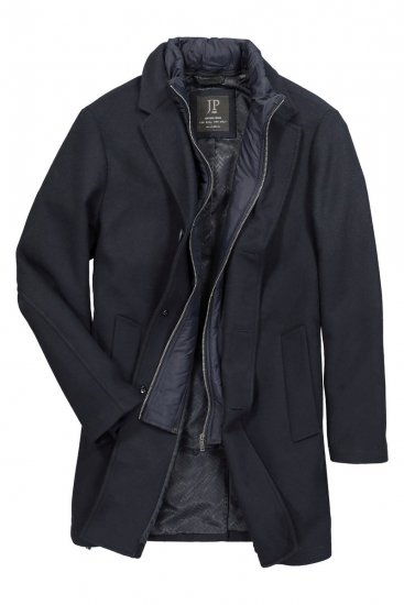 JP1880 821066 Gesteppt Wollmantel Marineblau - Herren jacken - Herren Jacken in großen Größen