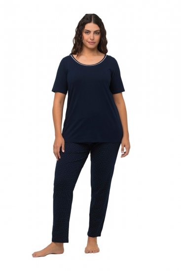 Ulla Popken 821244 Pyjama mit Punkten Dunkelblau - Pyjama/Loungewear - 
