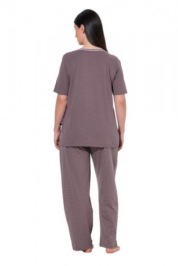 Ulla Popken 821244 Pyjama mit Punkten Braun - Pyjama/Loungewear - 