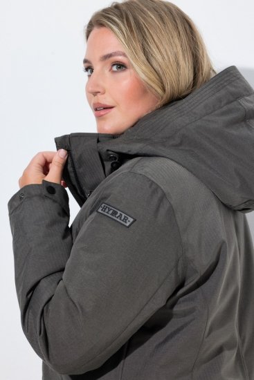 Ulla Popken 821737 Wattierter HYPRAR Parka mit Kapuze Dunkelgrau meliert - Jacken - Große Jacken für Damen