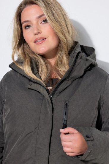 Ulla Popken 821737 Wattierter HYPRAR Parka mit Kapuze Dunkelgrau meliert - Jacken - Große Jacken für Damen