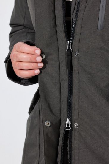 Ulla Popken 821737 Wattierter HYPRAR Parka mit Kapuze Dunkelgrau meliert - Jacken - Große Jacken für Damen
