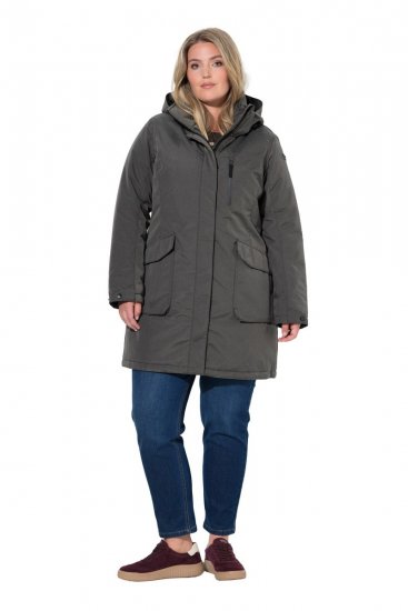 Ulla Popken 821737 Wattierter HYPRAR Parka mit Kapuze Dunkelgrau meliert - Jacken - Große Jacken für Damen