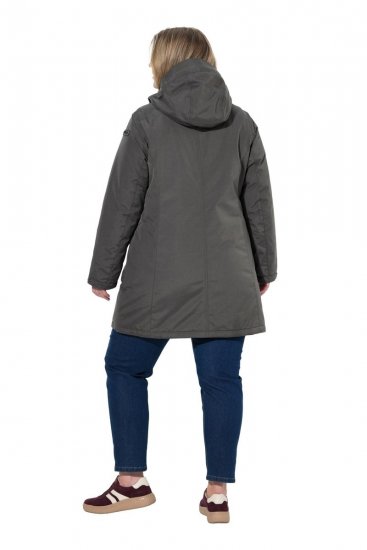 Ulla Popken 821737 Wattierter HYPRAR Parka mit Kapuze Dunkelgrau meliert - Jacken - Große Jacken für Damen