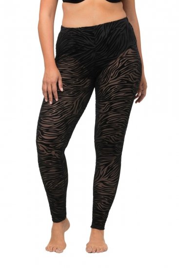 Ulla Popken 822286 Strumpfleggings mit Animal-Print Schwarz - Strumpfhosen & Socken - 
