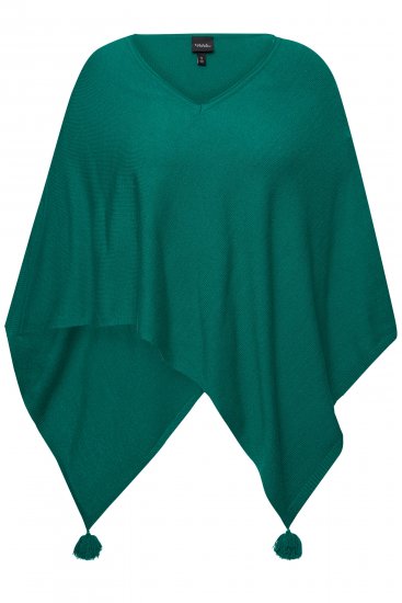 Ulla Popken Knit Pointed Hem Poncho Emerald Green - Hoodies & Sweatshirts - 
