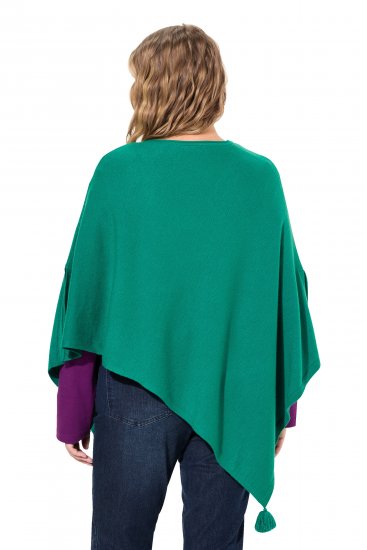 Ulla Popken Knit Pointed Hem Poncho Emerald Green - Hoodies & Sweatshirts - 