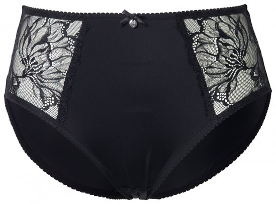 Ulla Popken 822864 Geblümte Slips mit Spitze Schwarz - Slips - 