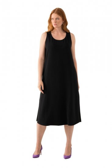 Ulla Popken 823276 Ärmelloses Kleid Schwarz - Maxikleider - Große Größen: Lange Maxikleider