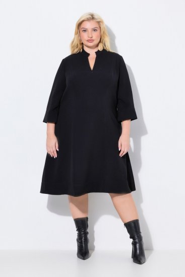Ulla Popken 823290 Midikleid mit V-Ausschnitt Schwarz - Midikleider - Midikleider in großen Größen