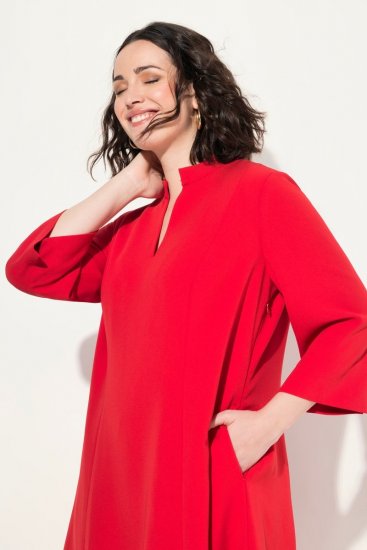 Ulla Popken 823290 Kleid in A-Linie mit Taschen Rot - Midikleider - Midikleider in großen Größen