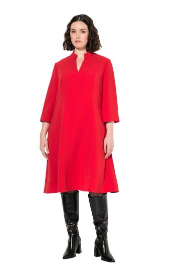 Ulla Popken 823290 Kleid in A-Linie mit Taschen Rot - Midikleider - Midikleider in großen Größen
