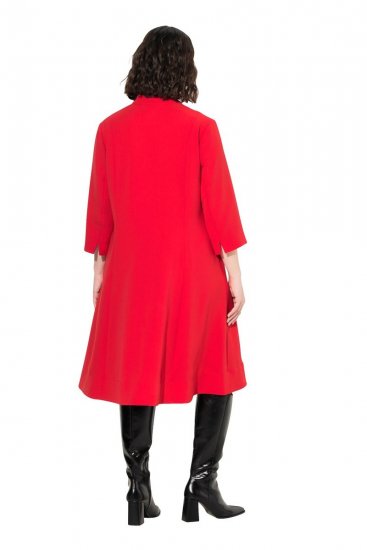 Ulla Popken 823290 Kleid in A-Linie mit Taschen Rot - Midikleider - Midikleider in großen Größen