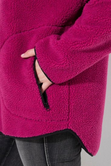 Ulla Popken 823371 Teddyjacke mit Kapuze und gesteppten Taschen Fuchsia - Fleecekleidung - 
