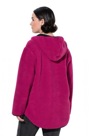 Ulla Popken 823371 Teddyjacke mit Kapuze und gesteppten Taschen Fuchsia - Fleecekleidung - 