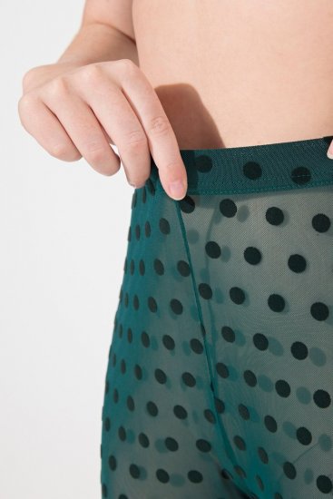 Ulla Popken 823383 Gepunktete Strumpfleggings Oliv - Strumpfhosen & Socken - 