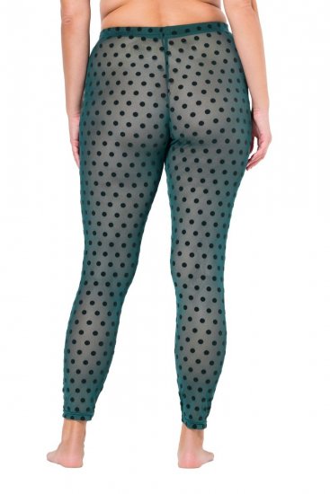 Ulla Popken 823383 Gepunktete Strumpfleggings Oliv - Strumpfhosen & Socken - 