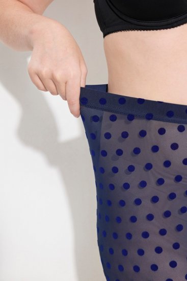 Ulla Popken 823383 Gepunktete Strumpfleggings Dunkelblau - Strumpfhosen & Socken - 