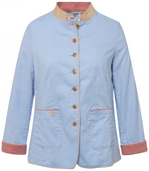 Ulla Popken 823538 Blazer aus Leinenmix mit Stehkragen Hellblau - Blazer - Blazer für Frauen in Großgrößen