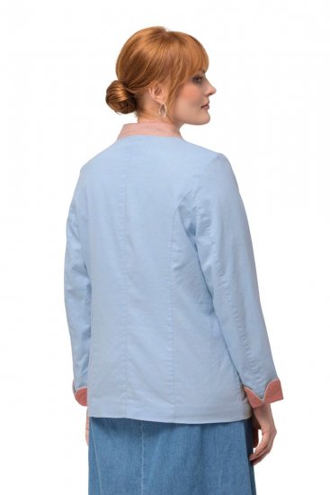 Ulla Popken 823538 Blazer aus Leinenmix mit Stehkragen Hellblau - Blazer - Blazer für Frauen in Großgrößen
