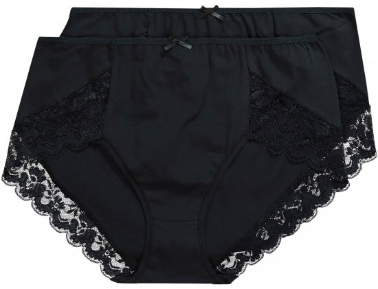 Ulla Popken 824106 Slips mit Spitze 2er-Pack Schwarz - Slips - 