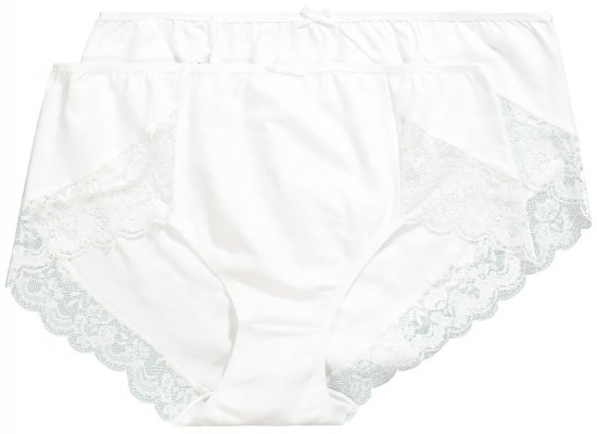 Ulla Popken 824106 Pantys mit Spitze 2er-Pack Weiß - Slips - 
