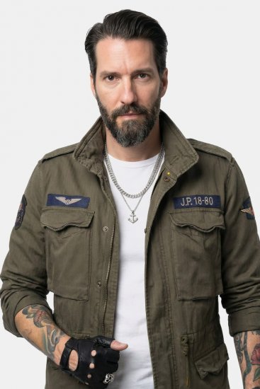 JP1880 Field Jacket with Badges Vintage Look TALL Moss Green - TALL jacken - Jacken in TALL-Länge