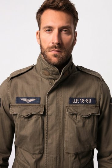 JP1880 Field Jacket with Badges Vintage Look TALL Moss Green - TALL jacken - Jacken in TALL-Länge