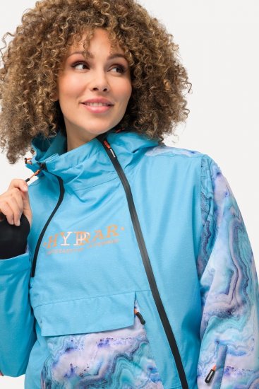 Ulla Popken 824429 Marmorierte Skijacke mit Dreifach-Funktion Blau - Skibekleidung - 