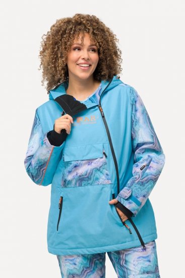 Ulla Popken 824429 Marmorierte Skijacke mit Dreifach-Funktion Blau - Skibekleidung - 