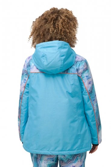 Ulla Popken 824429 Marmorierte Skijacke mit Dreifach-Funktion Blau - Skibekleidung - 