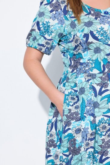 Ulla Popken 824966 Geblümtes Hemdblusenkleid Dunkelblau - Blusenkleider - 