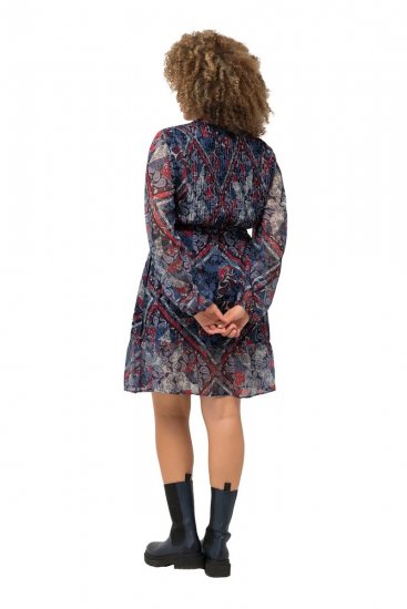 Ulla Popken 824976 Gemustertes Kleid Dunkelblau - Midikleider - Midikleider in großen Größen