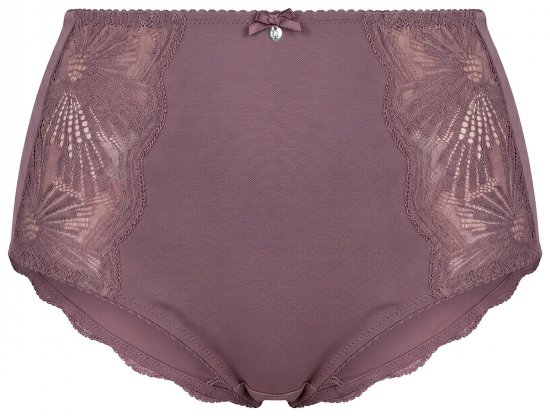 Ulla Popken 825788 Slips mit hoher Taille und Spitze Braun - Slips - 