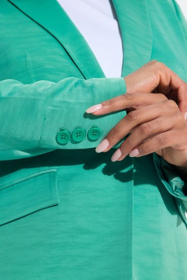 Ulla Popken 826161 Strukturierter Blazer Grün - Blazer - Blazer für Frauen in Großgrößen