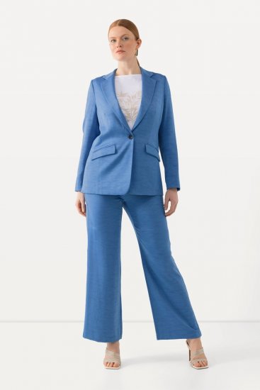 Ulla Popken 826163 Weite Anzughose Denimblau - Stoffhosen - Weite Stoffhosen für Damen