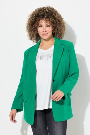 Ulla Popken 826487 Oversize-Blazer mit Pattentaschen Smaragdgrün - Blazer - Blazer für Frauen in Großgrößen